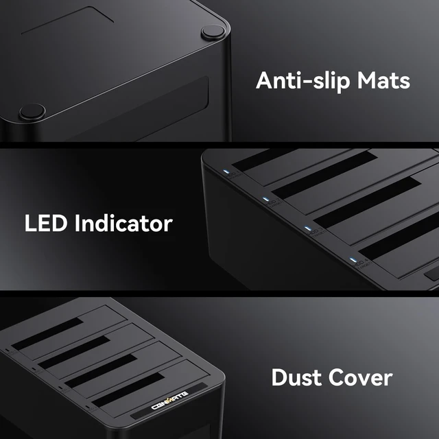 Alt view image 5 of 5 - CENMATE 4 Bay Hard Drive Enclosure for 2.5/3.5" SATA HDD/SSD with USB A/C 3.0, Hard Drive Enclosure Support Hot Swappable, Tool-Free HDD Enclosure