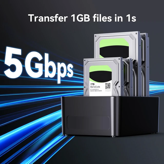 Alt view image 3 of 5 - CENMATE 4 Bay Hard Drive Enclosure for 2.5/3.5" SATA HDD/SSD with USB A/C 3.0, Hard Drive Enclosure Support Hot Swappable, Tool-Free HDD Enclosure