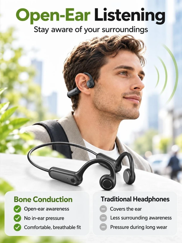Alt view image 2 of 5 - JKNKCO NE66 AI Translation Bone Conduction Headphones, Bluetooth 5.4 Wireless Open Ear Earbuds with 135+ Languages Real-Time Translator, IPX5 Waterproof Sports Earphones for Running, Swimming,