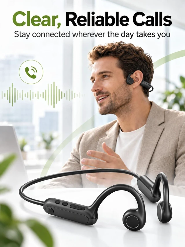 Alt view image 4 of 5 - JKNKCO NE66 AI Translation Bone Conduction Headphones, Bluetooth 5.4 Wireless Open Ear Earbuds with 135+ Languages Real-Time Translator, IPX5 Waterproof Sports Earphones for Running, Swimming,