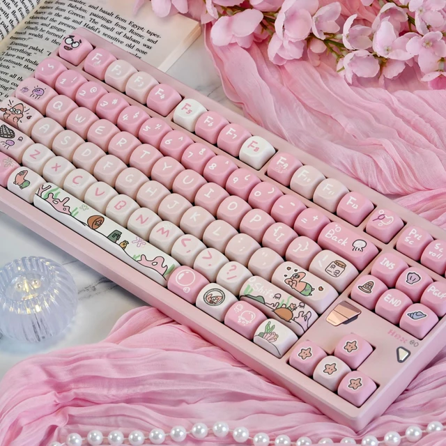 Alt view image 5 of 5 - ZERRIOY Cute PBT Material Keycaps Pink Anime MOA Profile Keycaps