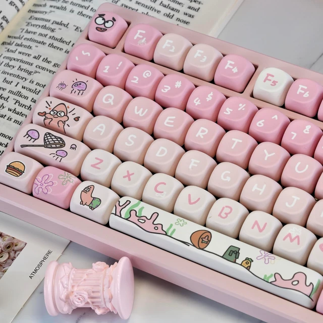 Alt view image 4 of 5 - ZERRIOY Cute PBT Material Keycaps Pink Anime MOA Profile Keycaps