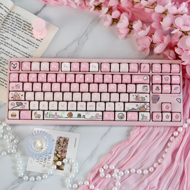 Alt view image 3 of 5 - ZERRIOY Cute PBT Material Keycaps Pink Anime MOA Profile Keycaps