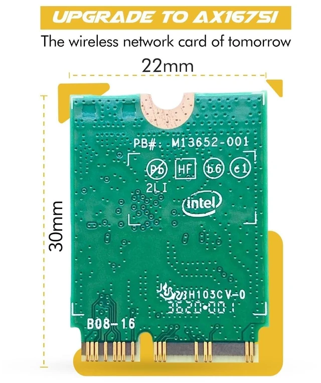 Alt view image 2 of 5 - HighZer0 Electronics AX1675i Killer Series Upgraded WiFi 6E Adapter ^^ Gaming WiFi Adapter ^^ CNVio2 M.2 WiFi Card ^^ 2.4 Gbps WiFi for PC ^^ Bluetooth 5.3 Support ^^ Requires Intel 11th+ Gen CPU