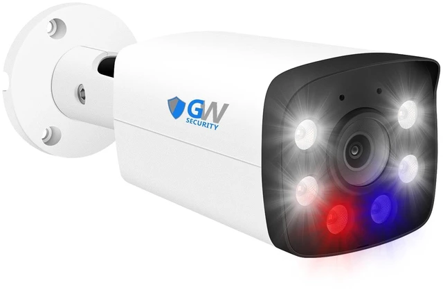Main image of GW Security Full-Time Color Night Vision Two-Way Audio 5MP 1920P 30FPS Real-Time Outdoor/Indoor Wide Angle PoE IP Bullet Security Camera (GW502802M)