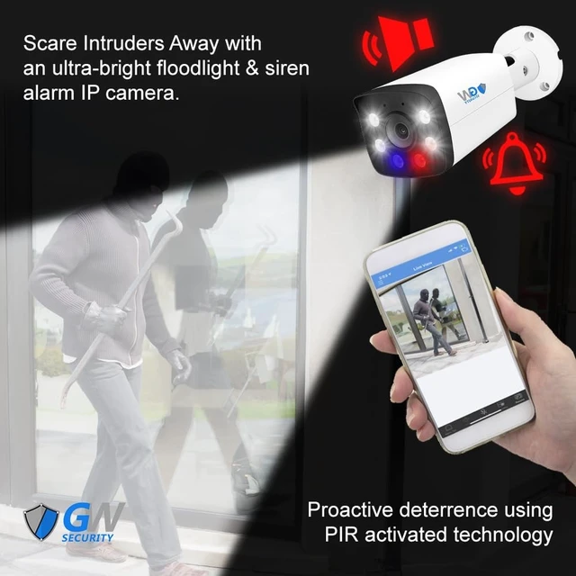 Alt view image 3 of 4 - GW Security Full-Time Color Night Vision Two-Way Audio 5MP 1920P 30FPS Real-Time Outdoor/Indoor Wide Angle PoE IP Bullet Security Camera (GW502802M)