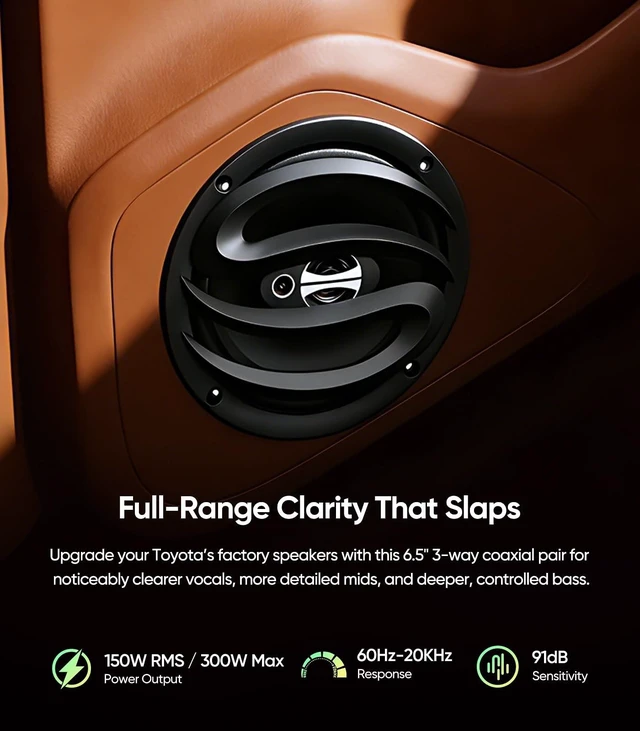 Alt view image 4 of 5 - 6.5 3-Way Car Audio Door Speakers (Pair) for Toyota Tacoma/Camry/Highlander