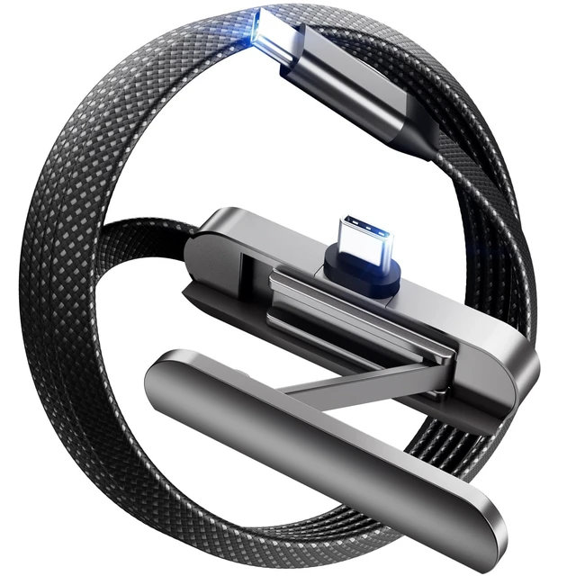Main image of DbillionDa USB C to USB C Cable, Foldable Phone Stand, 90 Degree, 60W, 3FT