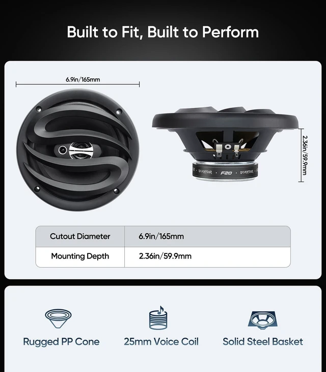 Alt view image 5 of 5 - 6.5 3-Way Car Audio Door Speakers (Pair) for Toyota Tacoma/Camry/Highlander
