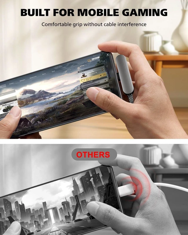 Alt view image 3 of 5 - DbillionDa USB C to USB C Cable, Foldable Phone Stand, 90 Degree, 60W, 3FT