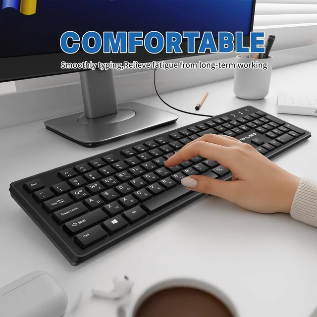 Alt view image 3 of 5 - Korean&English Keyboard USB Wired - 104 Keys Full-Size Laser-Etched Letter