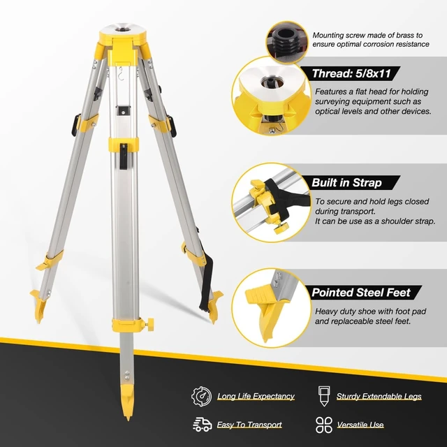 Alt view image 3 of 5 - Lightweight Aluminum Tripod (66" Height)&9-Foot Grade Rod Set