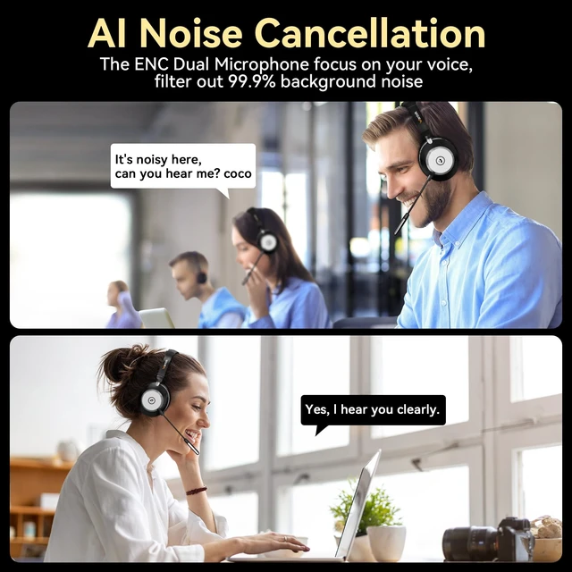 Alt view image 4 of 5 - Wireless Headset with Mic, Bluetooth Headset with Noise Cancelling Mic