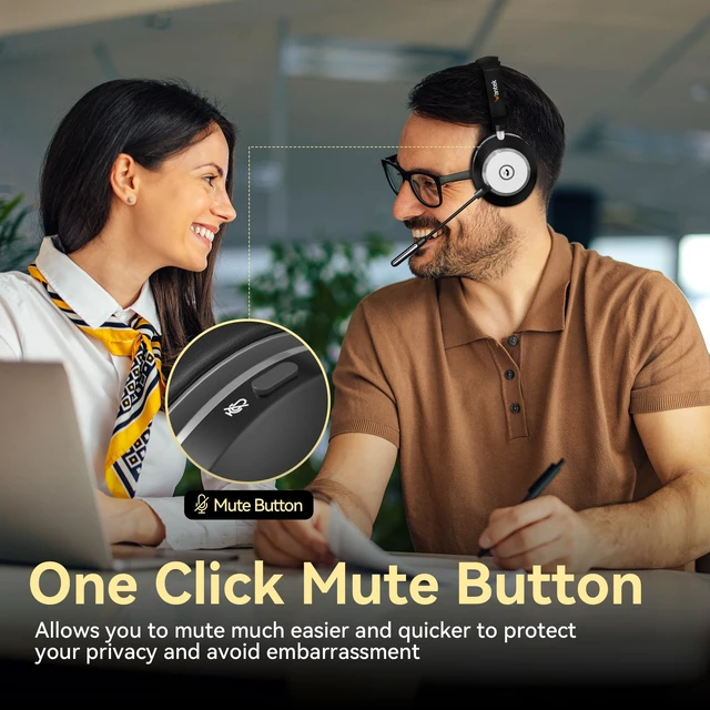 Alt view image 5 of 5 - Wireless Headset with Mic, Bluetooth Headset with Noise Cancelling Mic