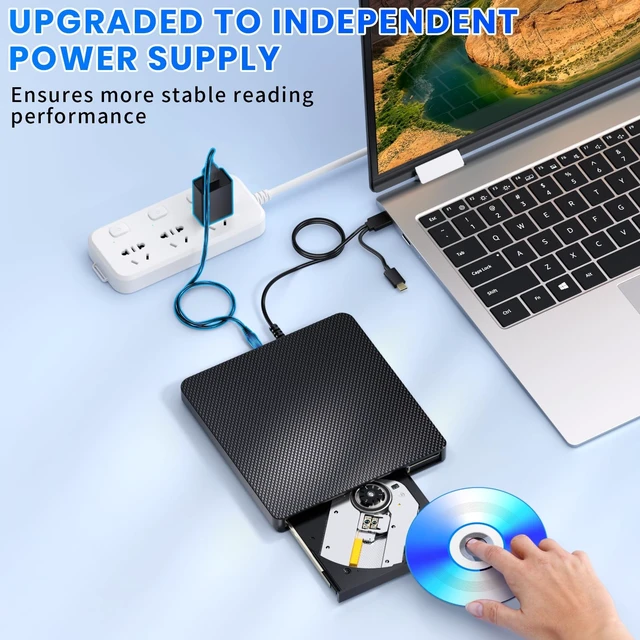 Alt view image 3 of 5 - Dainty External Blu ray Drives Player Read Compatible CD DVD Burner USB 3.0 / Type-C BD DVD Burner Blu ray Player for pc, Windows 7-11 & MacBlack