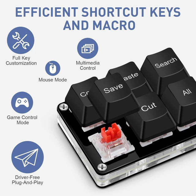 Alt view image 4 of 5 - Mini 6-Key Copy Paste Programmable Keyboard Hotswappable Mechanical Switch