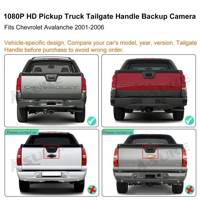 Alt view image 2 of 5 - ASURE Backup Camera Tailgate Handle for Chevrolet Avalanche 2001-2006