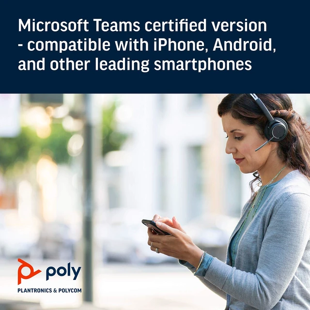 Alt view image 4 of 5 - Plantronics - Voyager Focus UC (Poly) - Bluetooth Dual-Ear (Stereo) Headset with Boom Mic - USB-A Compatible with PC and/or Mac - Active Noise Canceling - Works with Teams (Certified), Zoom & more