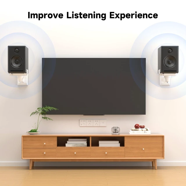 Alt view image 5 of 5 - suptek Dual Side Clamping Bookshelf Speaker Wall Mounting Bracket for Large Surrounding Sound Speakers, Hold Up to 55 lbs, White (SPM201W)