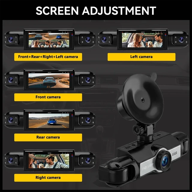 Alt view image 5 of 5 - 4 Channel 360 Dash Cam Front Rear Left and Right, 1080P FHD Car Camera