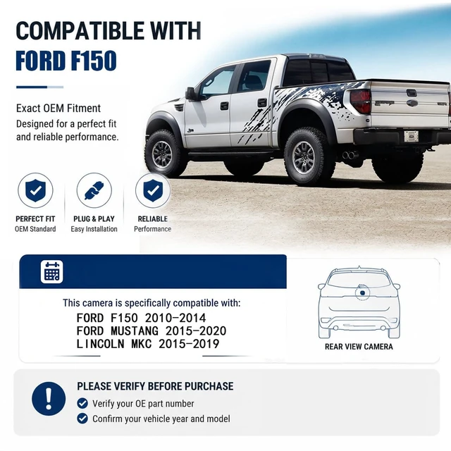 Alt view image 5 of 5 - Marretoo Rear View Backup Camera Compatible with Ford F150 2010-2014