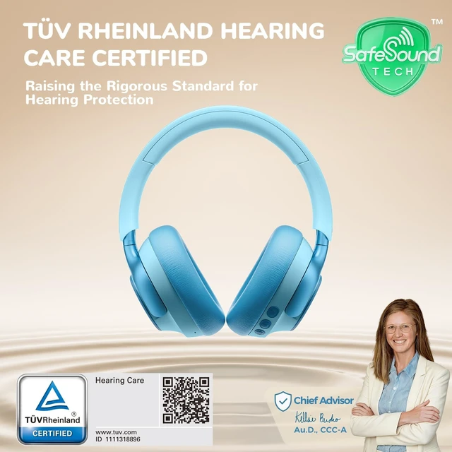 Alt view image 2 of 5 - iClever Q950 Hearing Care Certified Noise Cancelling Headphones for Kids