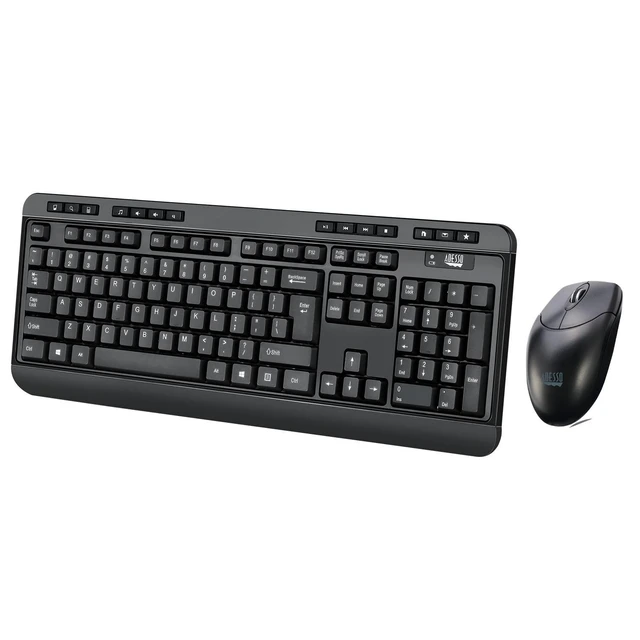 Alt view image 5 of 5 - Adesso TAA Compliant Wireless Desktop Keyboard and Mouse Combo 2.4 GHz RF Long Range Cordless Set Full Size 104 Key Layout Membrane Switches Computer Input for Windows PC Black