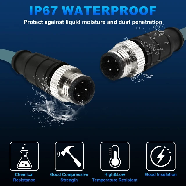Alt view image 2 of 4 - GEOAOBLE 9.9Ft M12 D Code 4 Pin Male to D Code 4 Pin Male Industrial Ethernet Cable High Flexible Shielded Ethernet CAT5e Cable for Industrial Camera Sensor Automation 3M