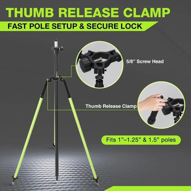 Alt view image 5 of 5 - MOETER Survey Pole Tripod Aluminum with Thumb Release, 5/8"-11 Thread