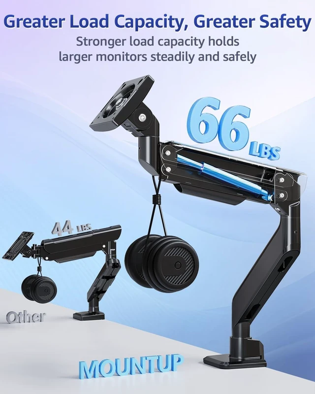 Alt view image 3 of 5 - MOUNTUP Heavy Duty Monitor Arm, Single Monitor Mount for 57" Ultrawide Monitor, Supports 4.466 lbs, Large Monitor Arm with Full Motion Adjustment, Monitor Stand for Desk, Max VESA 100x100mm