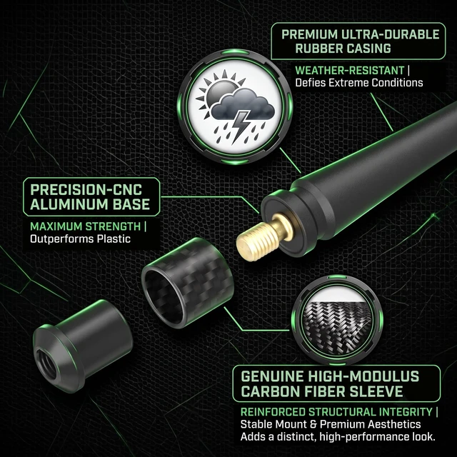 Alt view image 2 of 5 - 7-Inch Short Antenna Replacement Compatible with Toyota Tundra 2000+ & Toyota Tacoma 1995+ ^^ Flexible Rubber Car Wash Proof Antenna with Internal Copper Coil