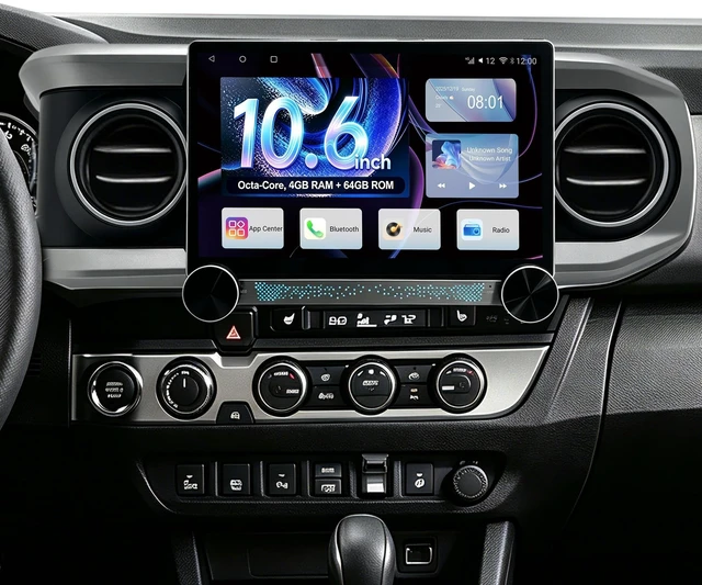 Main image of Car Stereo for Toyota Tacoma 2016-2023, 10.6" QLED Dual Knob CarPlay Radio