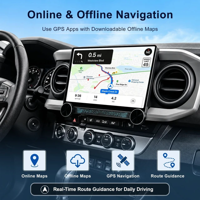 Alt view image 5 of 5 - Car Stereo for Toyota Tacoma 2016-2023, 10.6" QLED Dual Knob CarPlay Radio