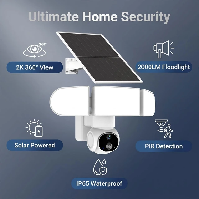Alt view image 2 of 5 - AQUZO Solar Floodlight Security Camera Wireless Outdoor