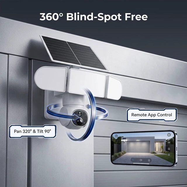 Alt view image 5 of 5 - AQUZO Solar Floodlight Security Camera Wireless Outdoor