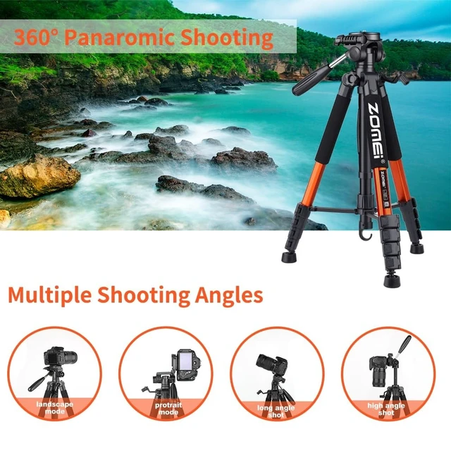 Alt view image 2 of 5 - Tripod Camera Tripods, 74" Heavy Duty Tall Camera Stand Tripod with Phone Holder, Compatible with DSLR Cameras,Cell Phones,Projector,Webcam,Spotting Scopes(Orange)