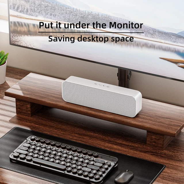Alt view image 5 of 5 - KASOHQEE Computer Speakers for Desktop PC,USB Powered & Plug and Play,with Bluetooth 5.3/3.5mm AUX Input,Small Bluetooth Speakers with Stereo Sound Fit Under the Monitor for Office Work, Gaming, Music