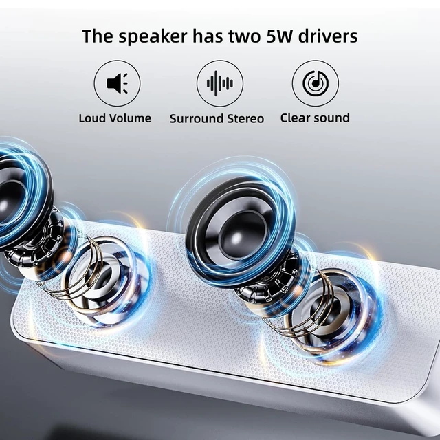 Alt view image 3 of 5 - KASOHQEE Computer Speakers for Desktop PC,USB Powered & Plug and Play,with Bluetooth 5.3/3.5mm AUX Input,Small Bluetooth Speakers with Stereo Sound Fit Under the Monitor for Office Work, Gaming, Music