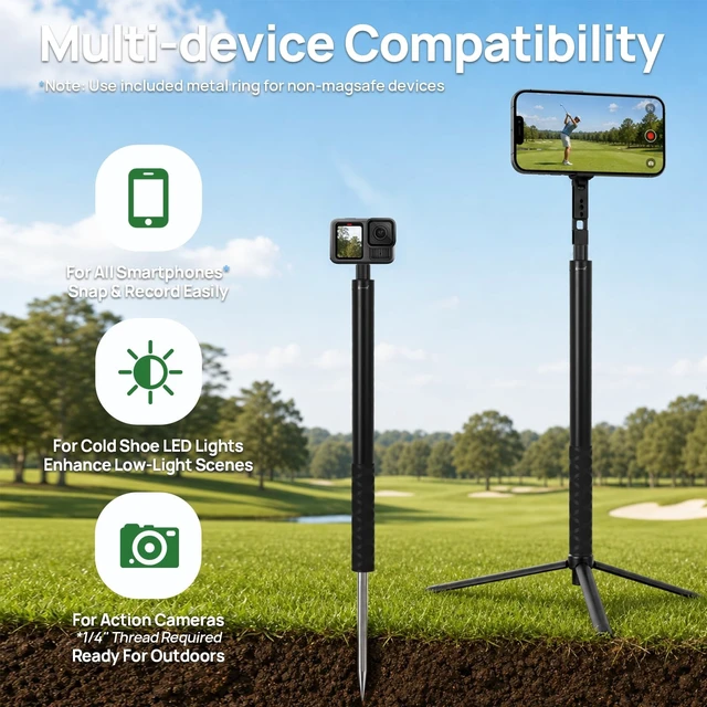 Alt view image 3 of 5 - Golf Tripod for Swing Recording & Analysis, 59" Extra-Height