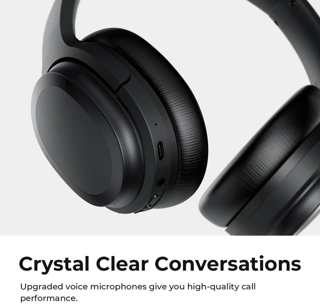 Alt view image 5 of 5 - zenalla Hybrid Active Noise Cancelling Headphones, Wireless Over Ear Bluetooth Headphones, Hi-Fi Audio, Deep Bass, Comfort Fit Ear Cups, 30h Playtime for Home Office Travel, Black
