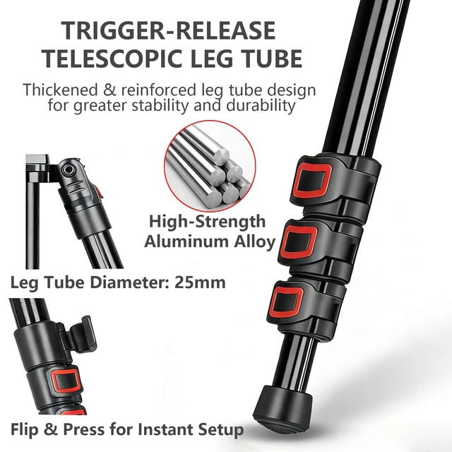 Alt view image 3 of 5 - FreeSea MT-339 72" Camera Tripod with Detachable Monopod