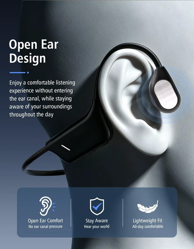 Alt view image 2 of 5 - VQNV Bone Conduction Open-Ear Headphones, 25g, 10H Battery, IPX5