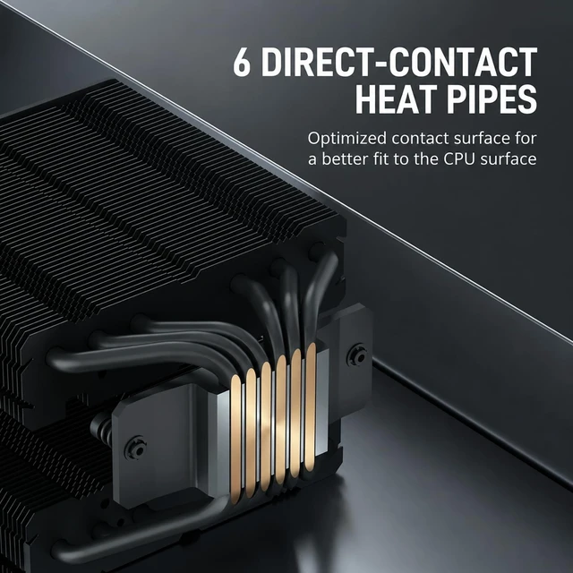 Alt view image 5 of 5 - ProArtist E6 Pro Black ARGB Dual Tower CPU Air Cooler, 250W TDP CPU Cooler