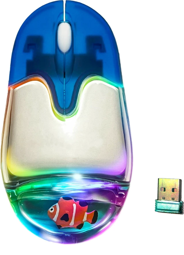Main image of Conaqua Liquid Aqua Computer Mouse, Rechargeable, Wireless 2.4GHz with USB Mini Reciever, 1200 DPI Optical Tracking, Ambidextrous, Retro 2000s Style, Large, CNQ-M0001