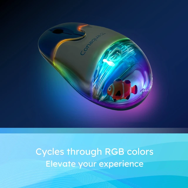 Alt view image 4 of 5 - Conaqua Liquid Aqua Computer Mouse, Rechargeable, Wireless 2.4GHz with USB Mini Reciever, 1200 DPI Optical Tracking, Ambidextrous, Retro 2000s Style, Large, CNQ-M0001