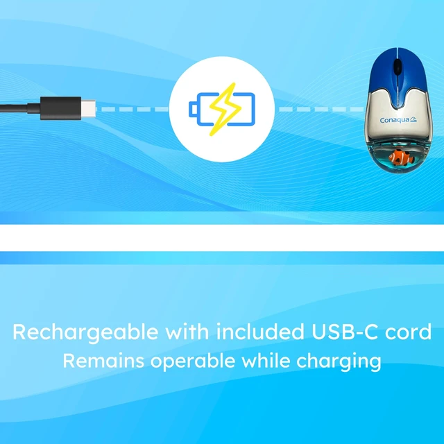 Alt view image 5 of 5 - Conaqua Liquid Aqua Computer Mouse, Rechargeable, Wireless 2.4GHz with USB Mini Reciever, 1200 DPI Optical Tracking, Ambidextrous, Retro 2000s Style, Large, CNQ-M0001