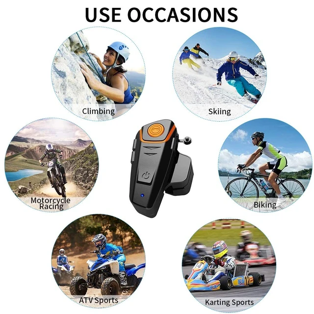 Alt view image 3 of 5 - Dgakcvb Motorcycle Helmet Bluetooth Headset, BT-S2 1000m Helmet Bluetooth Intercom Up to 2-3 Riders Universal Communication System Headphones for Ski/ATV/Dirt Bike/Racing/Climbing(Dual)