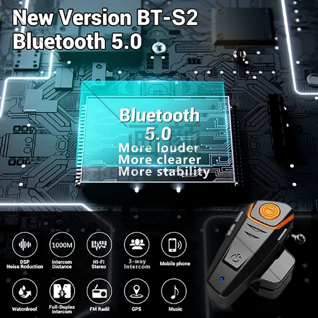 Alt view image 2 of 5 - Dgakcvb Motorcycle Helmet Bluetooth Headset, BT-S2 1000m Helmet Bluetooth Intercom Up to 2-3 Riders Universal Communication System Headphones for Ski/ATV/Dirt Bike/Racing/Climbing(Dual)