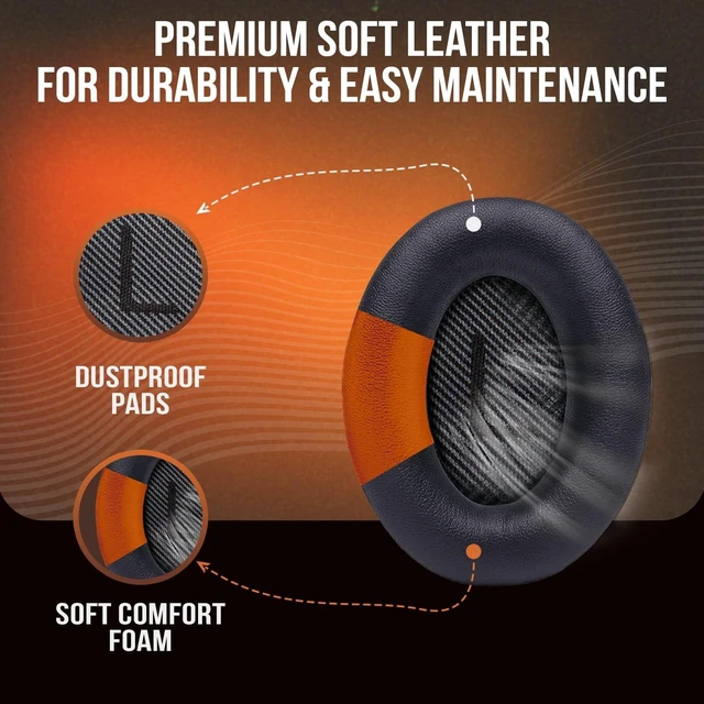 Alt view image 2 of 5 - Replacement Ear Pads for Bose QC35/QC35ii - Bose Headphones Replacement Ear Pads, Soft Leather, Durable Memory Foam, Enhanced Sound Quality - Bose QuietComfort 35 Replacement Earpads