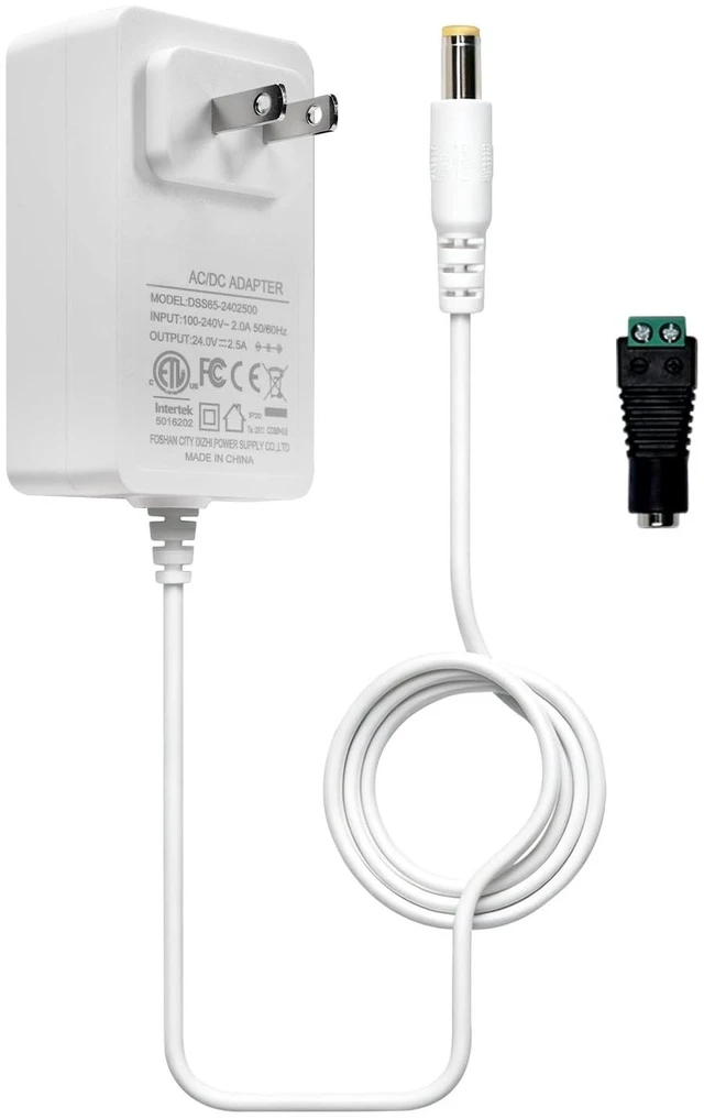 Alt view image 2 of 5 - Shine Decor 60W 24VDC Plug Power Adapter, ETL Certified Safe Usage with 1.5m Cable & Terminal Connector, Suitable for 24V Under Cabinet Neon Strip Light (Max. 5m runnable) & Other Low Volt Devices